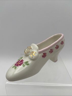 Irish Dresden Hand Painted Porcelain Pink Lady Slipper Miniature Figurine